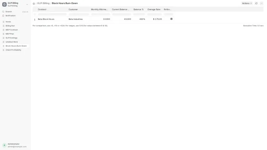 An ERPNext app turning work recorded in GLPI into draft Sales Invoices, across seven MSP contract models.