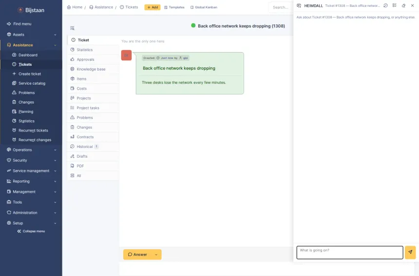 AI for GLPI 11 that works with whichever provider you choose, and the features a technician actually sees on top of it.