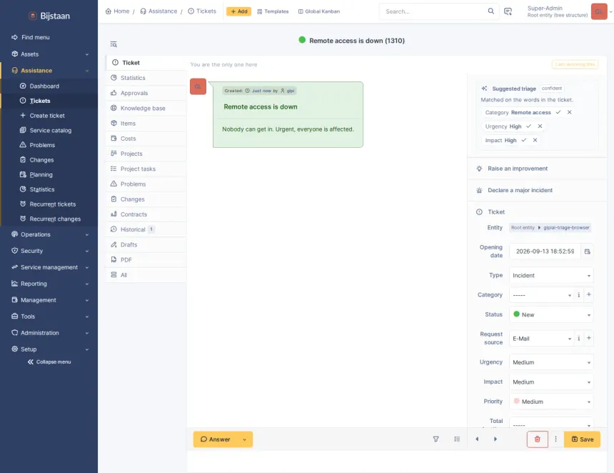 AI for GLPI 11 that works with whichever provider you choose, and the features a technician actually sees on top of it.