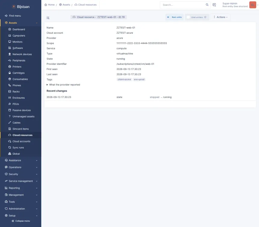 Cloud resources as first-class inventory, from any provider, without a second asset system.