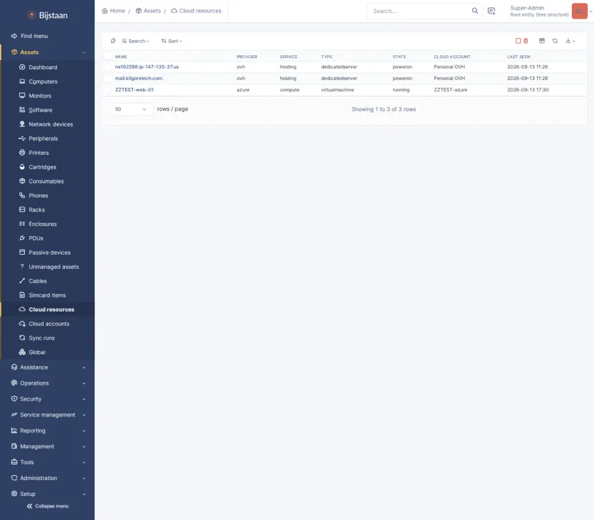 Cloud resources as first-class inventory, from any provider, without a second asset system.