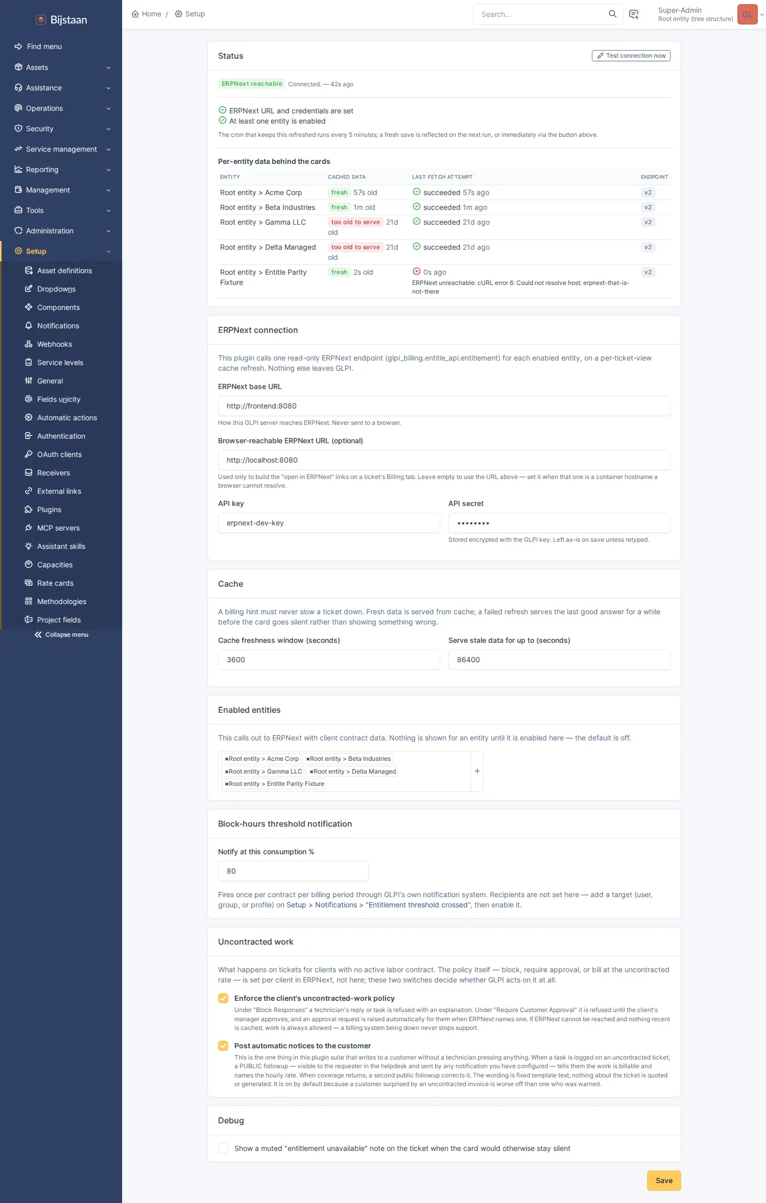 The same table after a failed refresh: cached payload still served, error verbatim