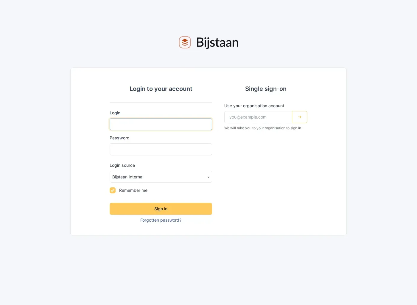 The login page