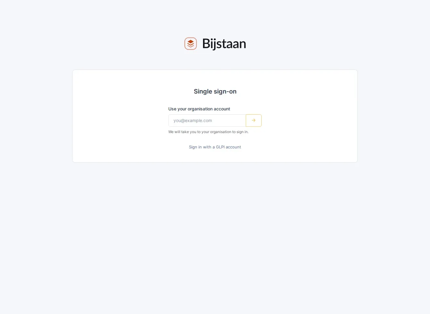 The login page with only single sign-on