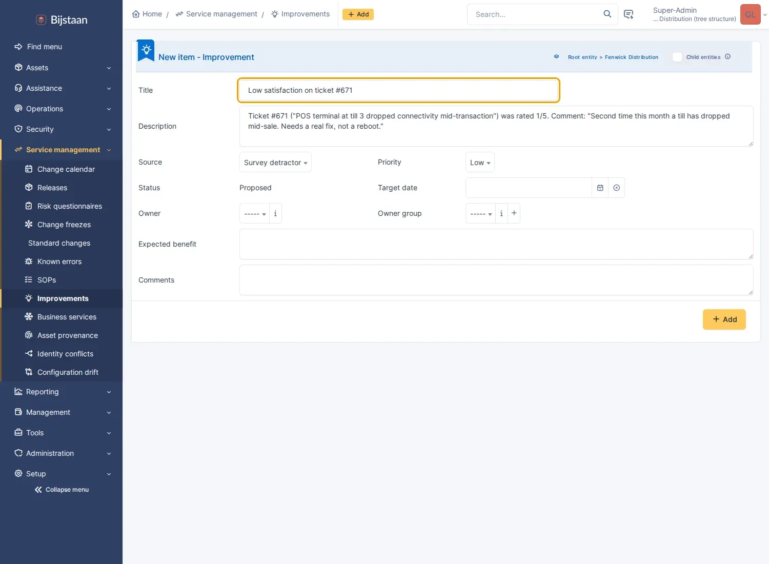 Add form prefilled from an inbox candidate