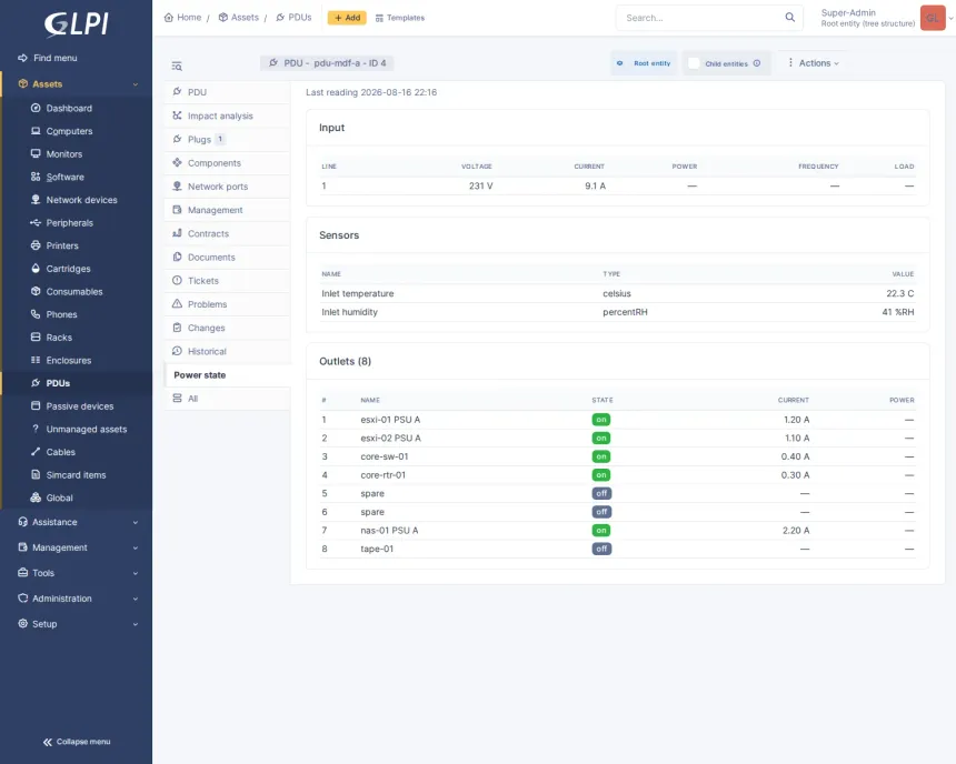 A lightweight SNMP scanner for everything that cannot run an agent — switches, routers, firewalls, printers, PDUs, UPSes.