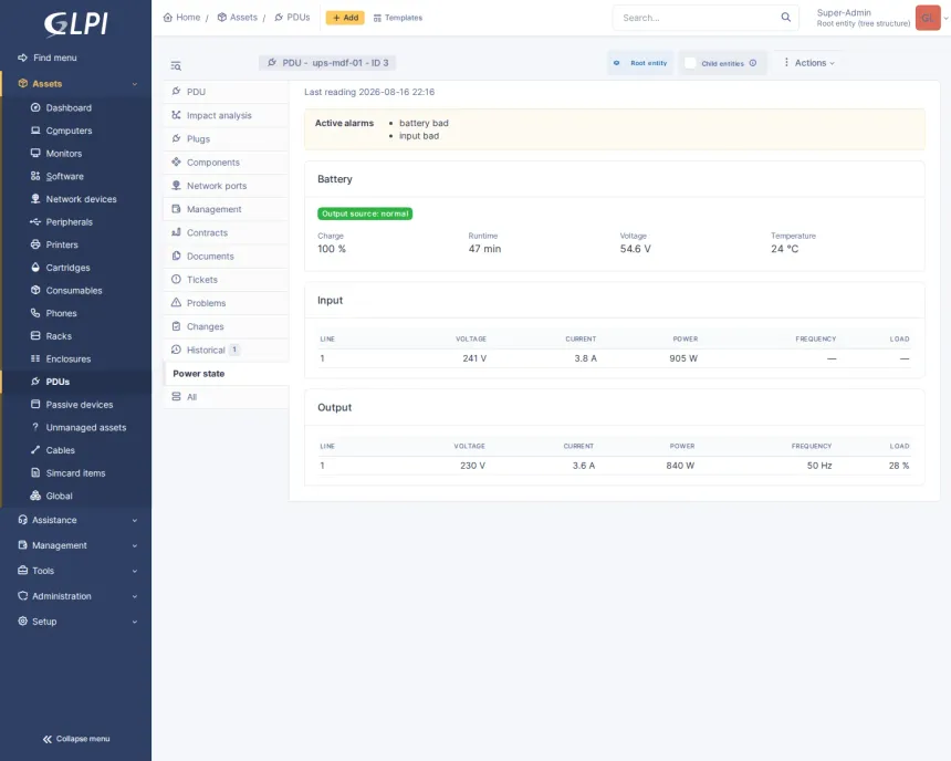 A lightweight SNMP scanner for everything that cannot run an agent — switches, routers, firewalls, printers, PDUs, UPSes.