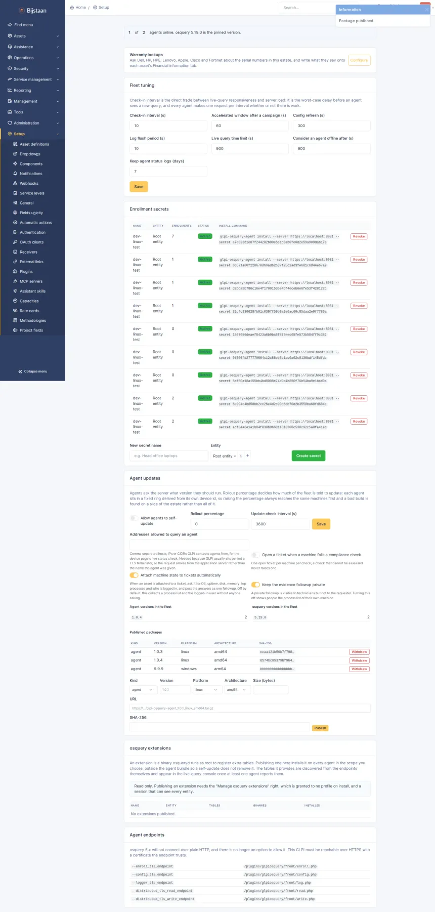 A replacement for GLPI 11’s native Inventory and Agent, built on osquery, with live queries across the fleet.