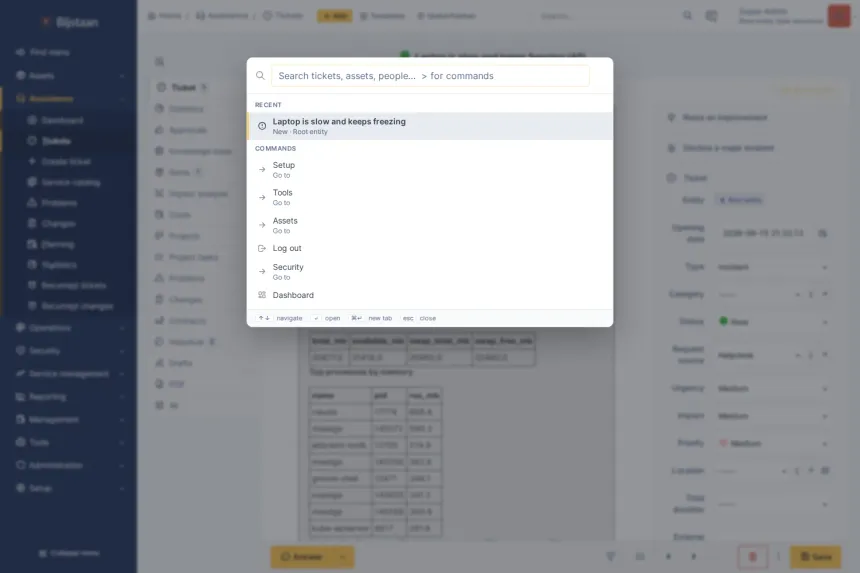 Ctrl/Cmd+K to jump straight to any record or page, or run a named action.
