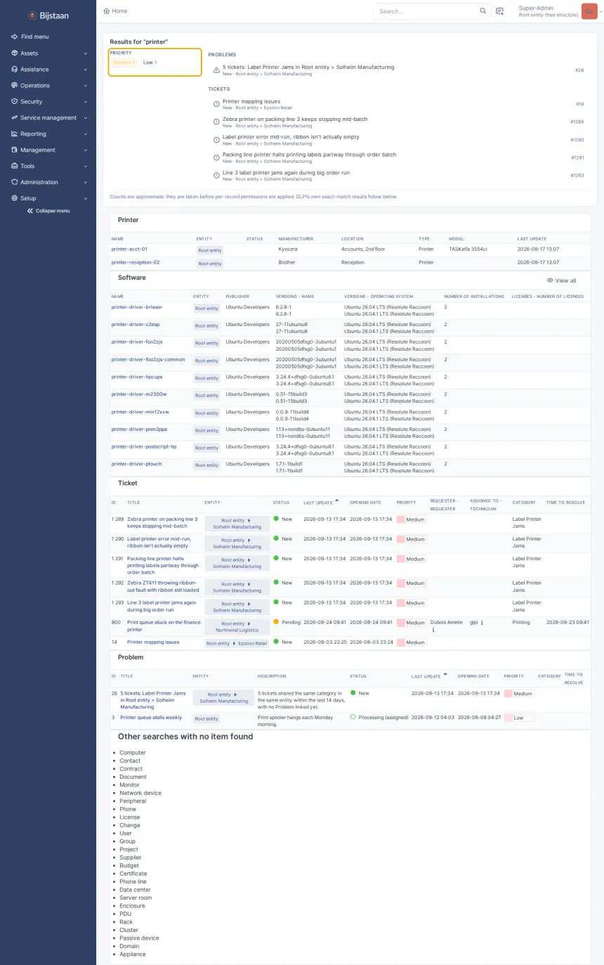 A facet chip filtering the results