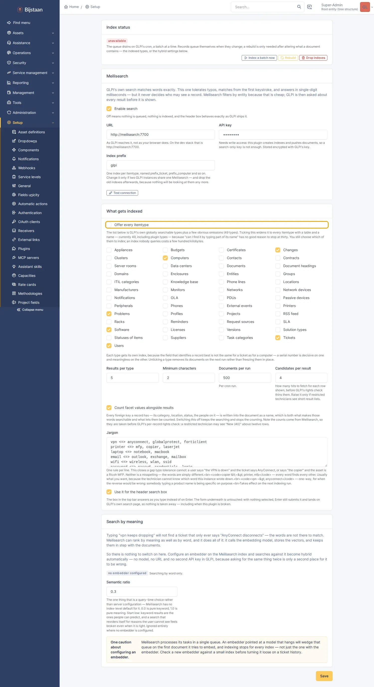 Choosing what gets indexed