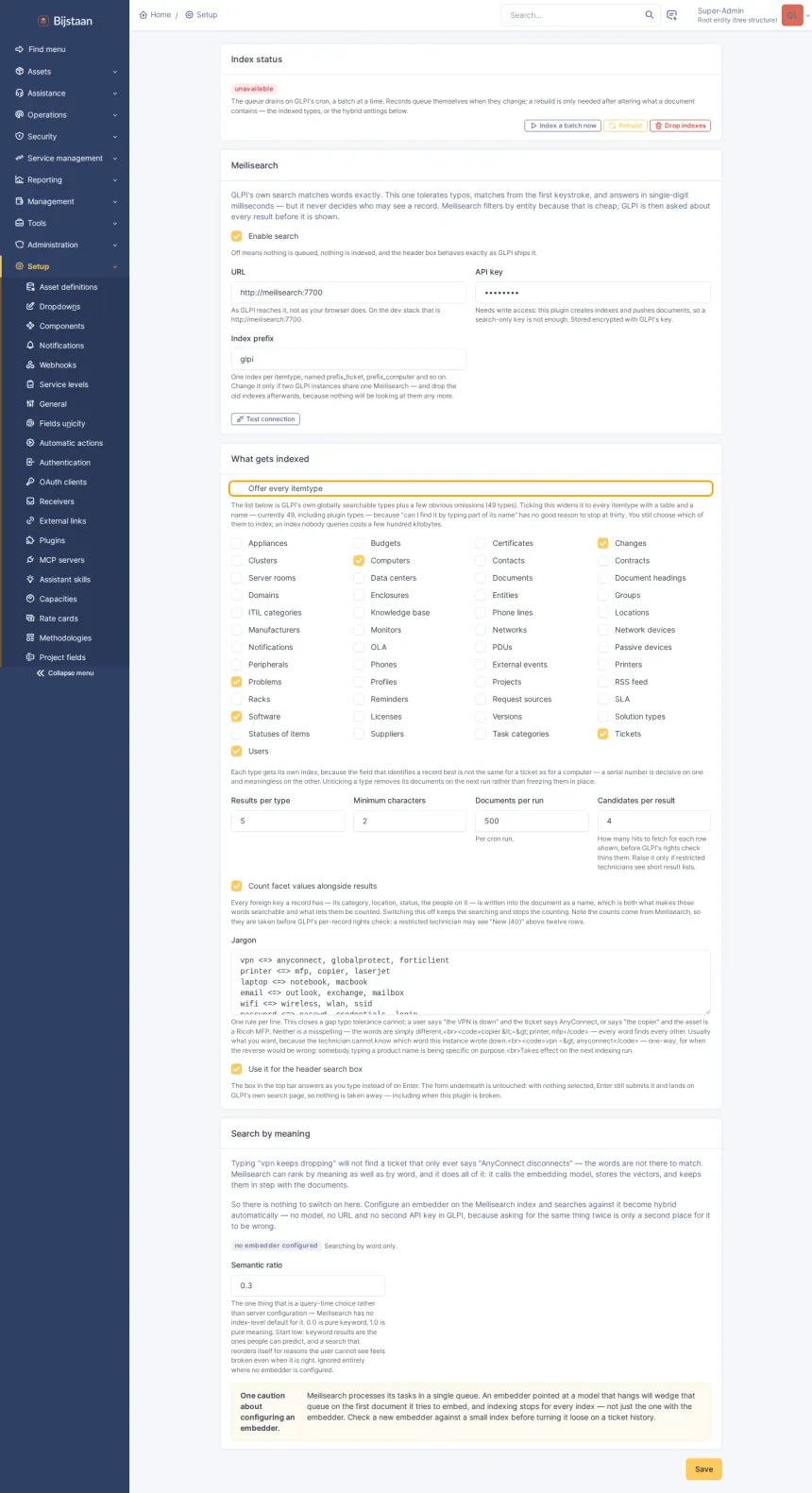 Choosing what gets indexed